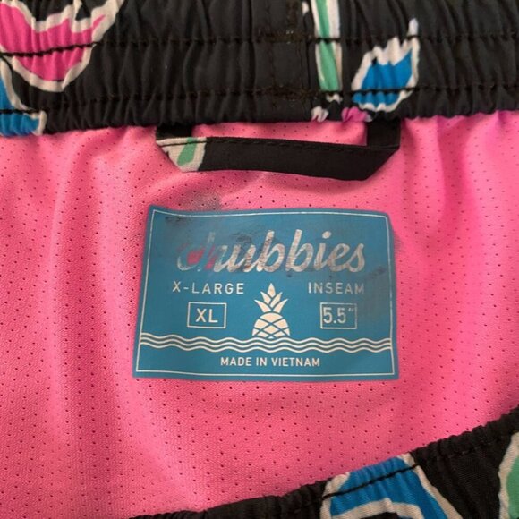 Chubbies Swim Trunks Shorts Mens XL Black Palm tree Floral Beach Aloha Pool 5.5" - Picture 7 of 8